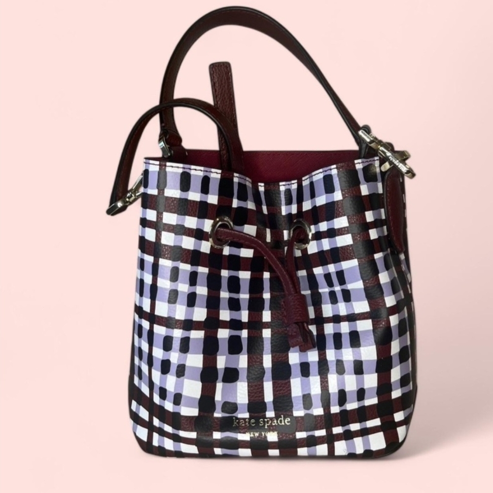 Kate Spade Eva City Plaid small bucket bag